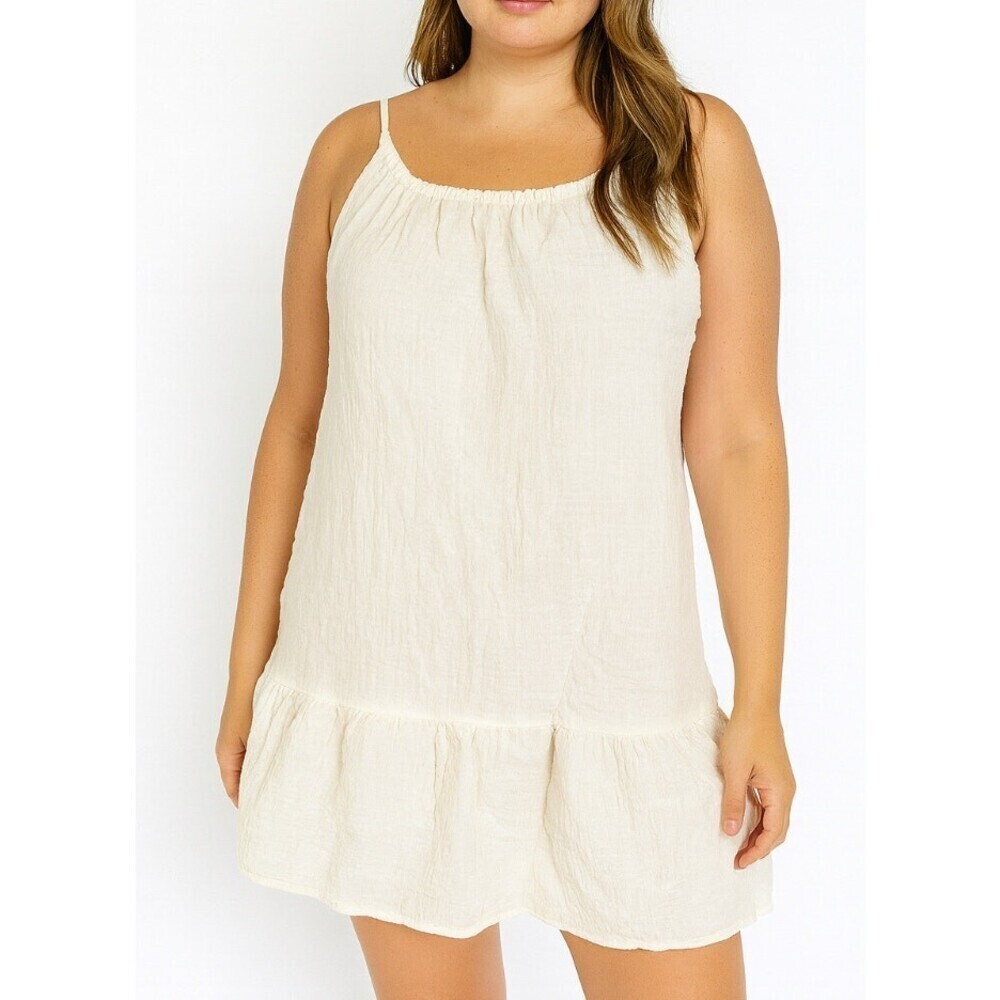 Xhilaration dress 100% cotton vanilla textured white swimsuit coverup SZ L